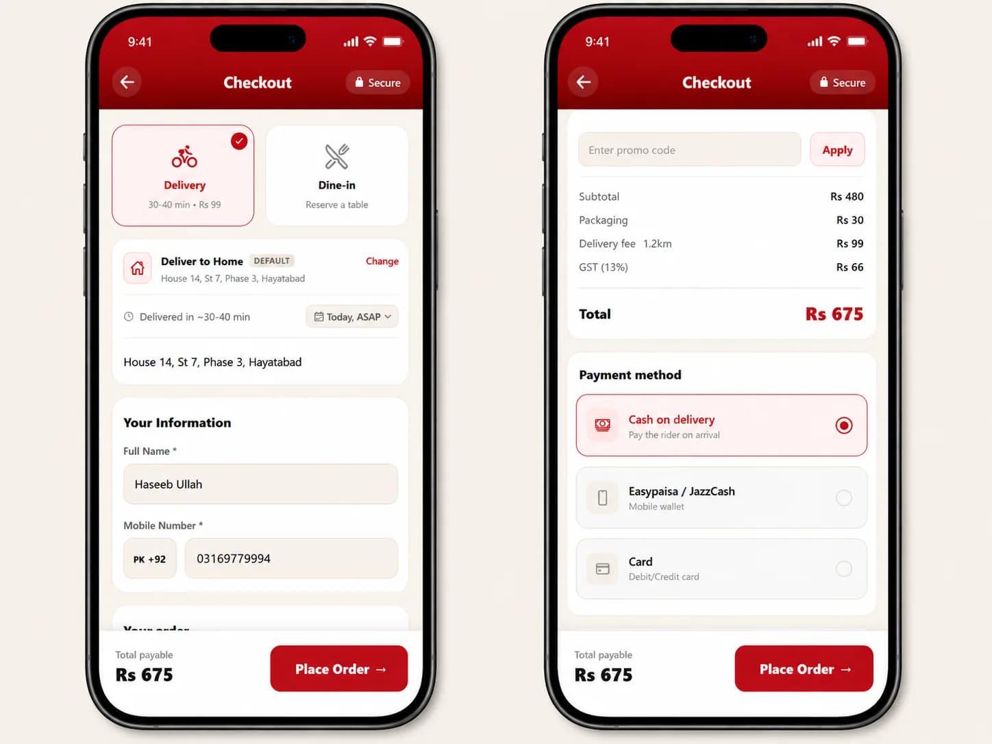 Bayan’s Cafe — Mobile App — Checkout