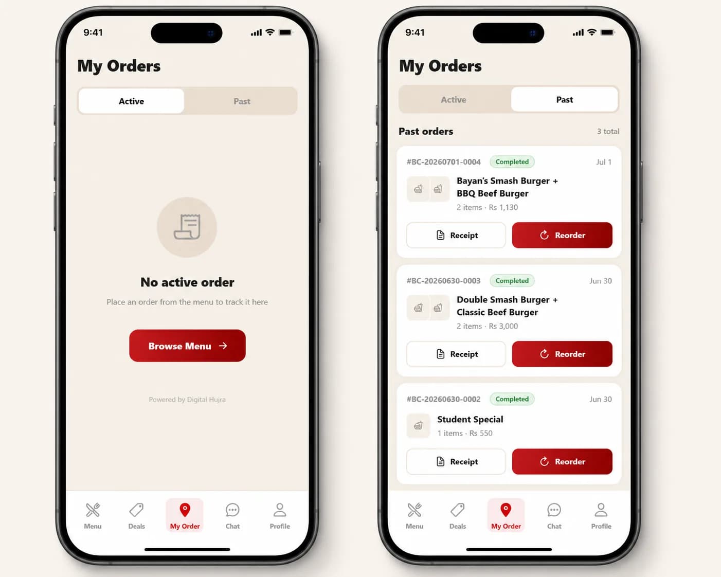 Bayan’s Cafe — Mobile App — My Orders