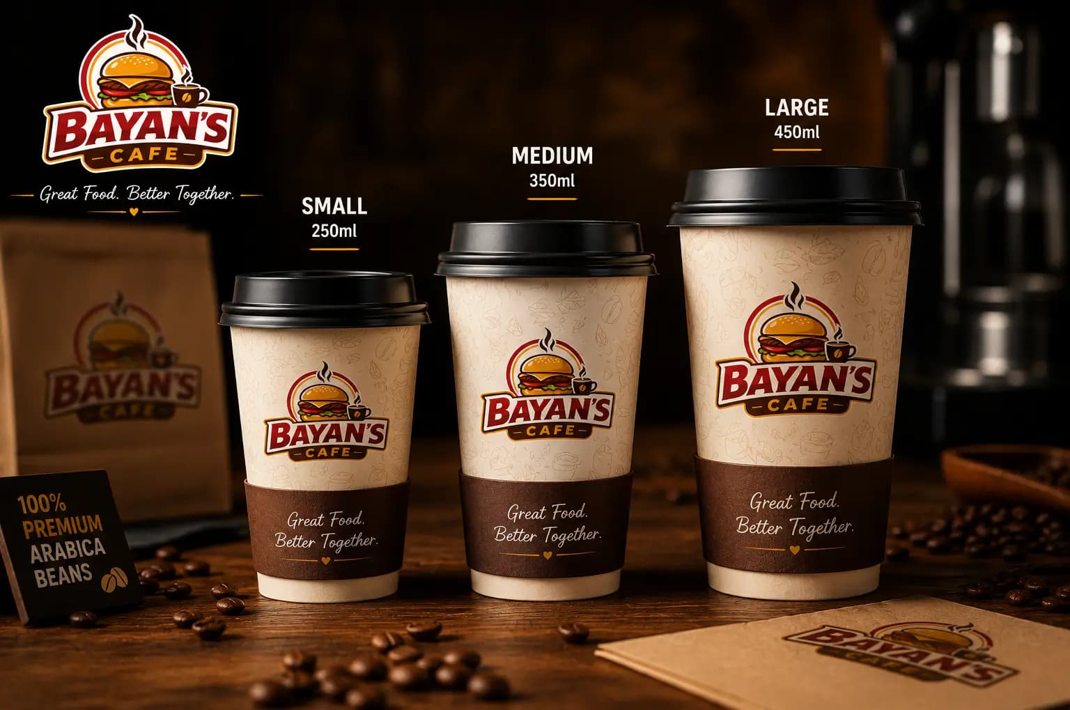 Bayan’s Cafe — Full Branding Kit — Coffee Cups